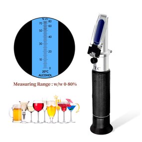 Alcohol Refractometer Manufacturer - Handheld 0-80% Tester Meter for Liquor & Spirits with ATC Feature