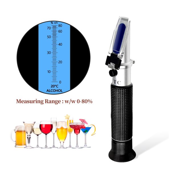 Alcohol Refractometer Manufacturer - Handheld 0-80% Tester Meter for Liquor & Spirits with ATC Feature
