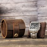 Watch Box Manufacturer - Crazy Horse Leather Single Travel Portable Handmade Genuine Leather & Custom Logo