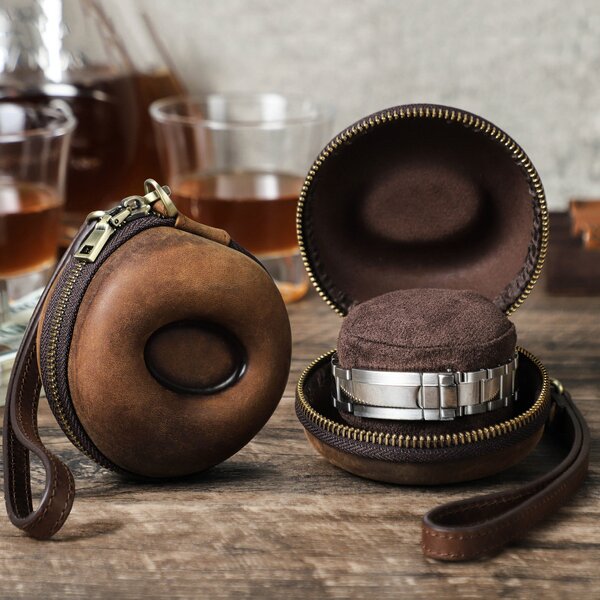 Watch Box Manufacturer - Crazy Horse Cowhide Single Travel Portable Vintage Mechanical Storage