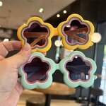 Children Sunglasses Manufacturer - Flower Round Thick Frame UV400 Blue/Yellow Sun Protection