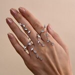 Fashion Rings Manufacturer - Leaves Wrapped Diamond Rhinestone Stainless Steel Elegant Retro Fine Jewelry