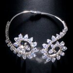 Fashion Bracelet Manufacturer - Rotating Flower Shaped Rhinestone Stainless Steel Plant Zircon for Women