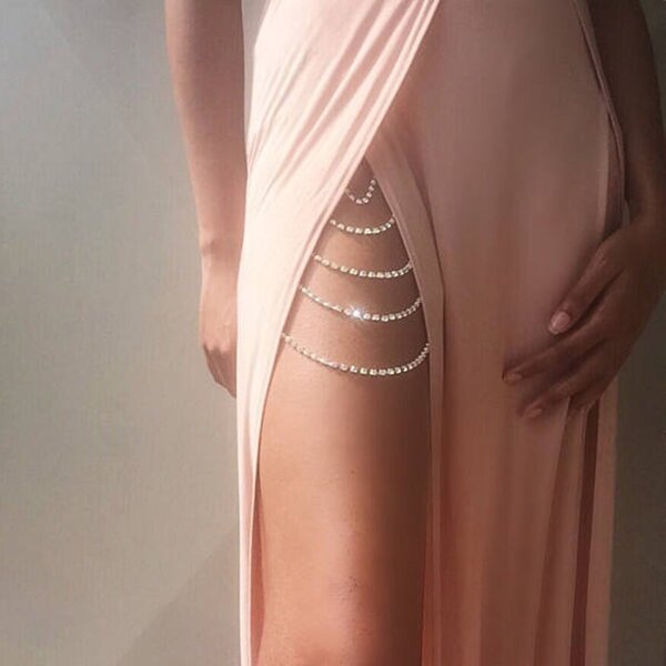 Body Chain for Women Manufacturer - Multilayer Rhinestone Leg Chain Sexy Stainless Steel for Evening Dress