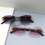 Sunglasses Manufacturer - Square Rimless Wooden Frame with Comfortable Wood Texture Glasses Leg