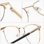 Eyeglasses Frames Manufacturer - Rivet Square Metal Artistic Eyebrow Frame Anti Blue Light