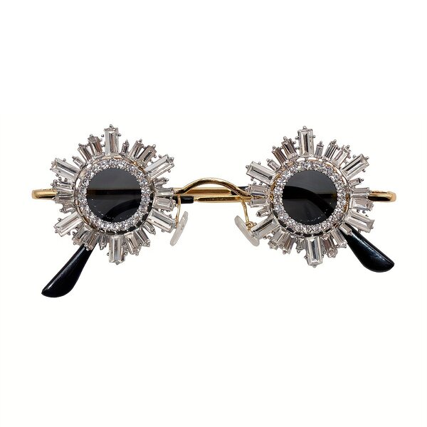 Sunglasses Manufacturer - Retro Hip Hop Diamond Embellished Ultra Small Round Metal Frame Unisex