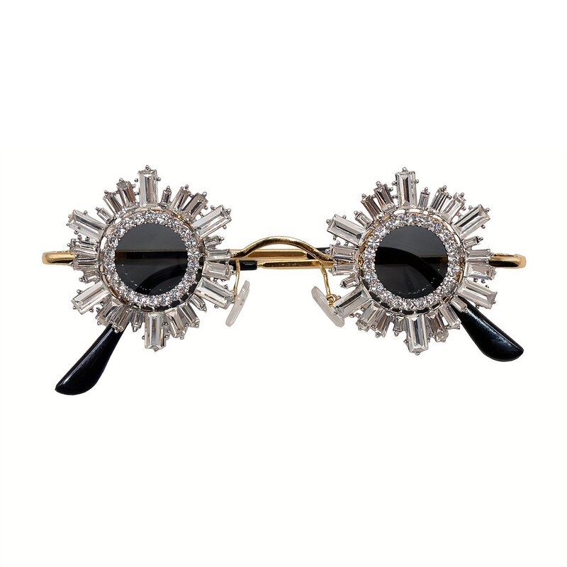 Sunglasses Manufacturer - Retro Hip Hop Diamond Embellished Ultra Small Round Metal Frame Unisex