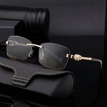 Sunglasses for Women Manufacturer - Leopard Head Decorate Rimless Square Metal UV400 for Business