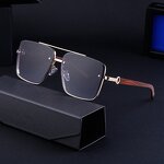 Sunglasses for Women Manufacturer - UV400 Wood Grain Double Beam Square Metal Frame for Business