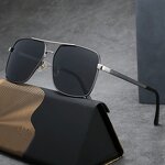 Pilot Sunglasses Manufacturer - Large Square Double Bridge Metal Frame Polarized for Driving