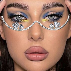 Eyeglasses Frames Manufacturer - Double Heart Rhinestone Frame without Lens Women's Jewelry Accessories