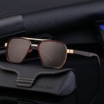 Polarized Sunglasses for Men Manufacturer - Unique Rectangle Double Beam Metal Frame for Outdoor Driving