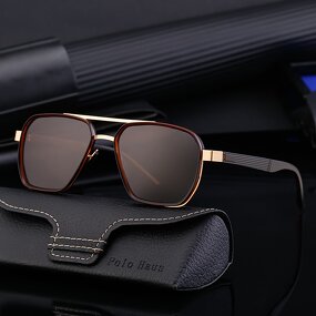 Polarized Sunglasses for Men Manufacturer - Unique Rectangle Double Beam Metal Frame for Outdoor Driving