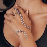 Fashion Bracelets Manufacturer - Rhinestone Plant Silver Jewelry Bangles Charm Bracelets for Women