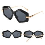Sunglasses for Women Manufacturer - UV400 Serpentine Metal Temple Polygonal Frame Luxury European & American