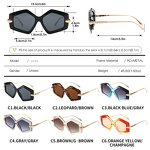 Sunglasses for Women Manufacturer - UV400 Serpentine Metal Temple Polygonal Frame Luxury European & American