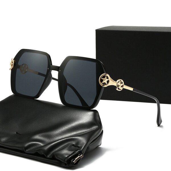 Sunglasses Manufacturer - Gold Metal Frame UV400 Lenses Large Frame Street Style