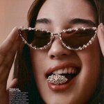 Retro Sunglasses Manufacturer - Oversized Cats Dark Wind Gold Diamond Metal Frame with Custom Lens