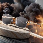 Sunglasses for Women Manufacturer - Leopard Head Decorate Rimless Square Metal UV400 for Business