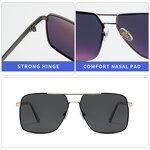 Pilot Sunglasses Manufacturer - Large Square Double Bridge Metal Frame Polarized for Driving
