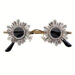 Sunglasses Manufacturer - Retro Hip Hop Diamond Embellished Ultra Small Round Metal Frame Unisex