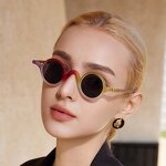 Y2K Sunglasses Manufacturer - UV400 Retro Round Acetate Frame