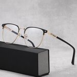 Eyeglasses Frames Manufacturer - Rivet Square Metal Artistic Eyebrow Frame Anti Blue Light