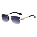 Sunglasses for Women Manufacturer - Leopard Head Decorate Rimless Square Metal UV400 for Business