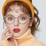 Eyeglasses Frames for Women Manufacturer - Metal Cat Eye Frame Anti Blue Light for Myopia