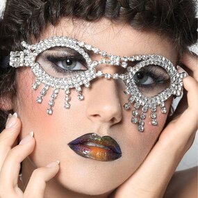 Eyewear Chain Manufacturer - Hollow Out Rhinestone Jewelry Elastic Dance Fringe Face Jewelry