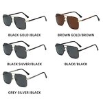 Pilot Sunglasses Manufacturer - Large Square Double Bridge Metal Frame Polarized for Driving