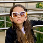 Children's Sunglasses Manufacturer - Square Polarized UV400 Yellow Black Frame Diamond Set