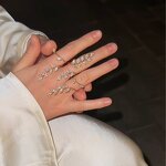 Fashion Rings Manufacturer - Leaves Wrapped Diamond Rhinestone Stainless Steel Elegant Retro Fine Jewelry