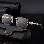 Sunglasses for Women Manufacturer - Leopard Head Decorate Rimless Square Metal UV400 for Business