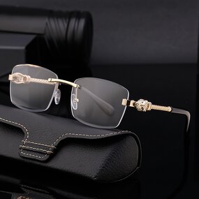 Sunglasses for Women Manufacturer - Leopard Head Decorate Rimless Square Metal UV400 for Business