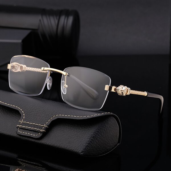 Sunglasses for Women Manufacturer - Leopard Head Decorate Rimless Square Metal UV400 for Business