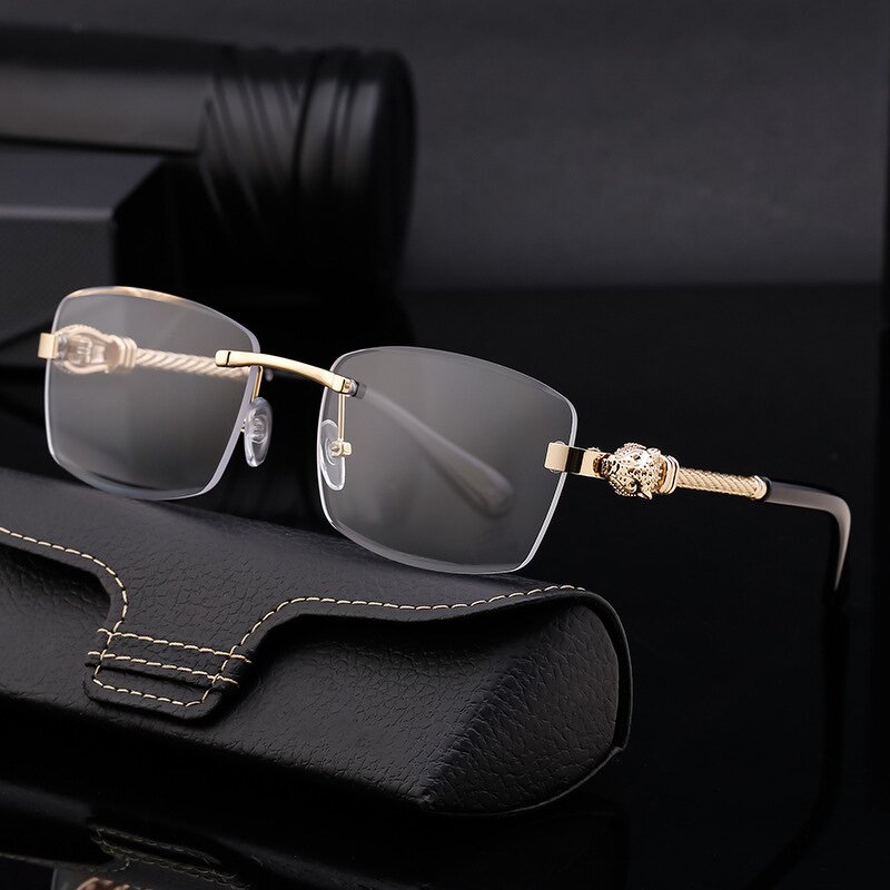 Sunglasses for Women Manufacturer - Leopard Head Decorate Rimless Square Metal UV400 for Business