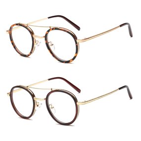 Optical Frames for Men Manufacturer - Round Double Bridge Metal Retro Artistic Plain