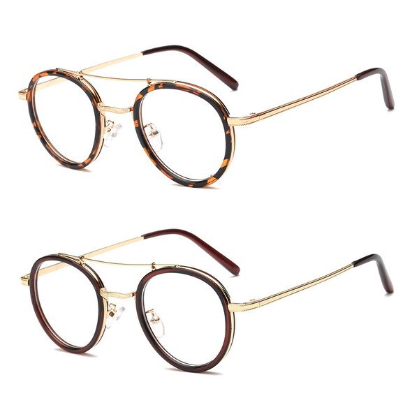 Optical Frames for Men Manufacturer - Round Double Bridge Metal Retro Artistic Plain