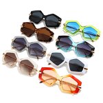 Sunglasses for Women Manufacturer - UV400 Serpentine Metal Temple Polygonal Frame Luxury European & American