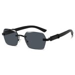 Sunglasses for Men Manufacturer - Rimless Metal Frame Wood Transparent/Yellow/Orange Polarized Lens