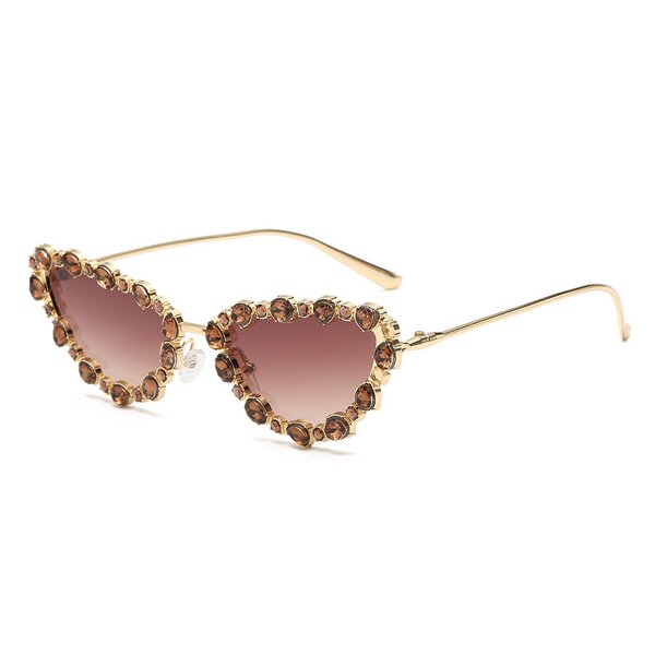 Retro Sunglasses Manufacturer - Oversized Cats Dark Wind Gold Diamond Metal Frame with Custom Lens