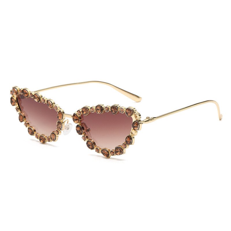 Retro Sunglasses Manufacturer - Oversized Cats Dark Wind Gold Diamond Metal Frame with Custom Lens