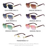 Sunglasses for Women Manufacturer - Diamond-studded Steampunk Wood Grain Temples Rimless Square 2025 Fashion