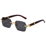 Sunglasses Manufacturer - Square Rimless Wooden Frame with Comfortable Wood Texture Glasses Leg