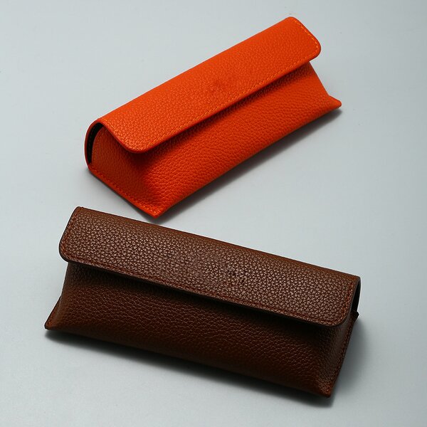 Eyeglasses Box Manufacturer - Lychee Patterned Triangular Leather Case Pressure Resistant & Custom LOGO