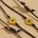 Sunflower Bracelet - Manufacturer with 2pcs/Set for Lovers & Adjustable Braided String for Women