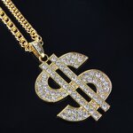US Dollar Sign Pendant Necklace - Manufacturer with Punk Hip Hop Style & Golden Exaggerated Big Diamond