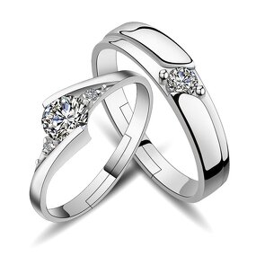 Wedding Engagement Rings - Manufacturer with 925 Silver Plated Crystal Zircon & Adjustable for Couple